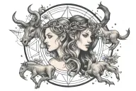 The astrological signs for Sagittarius, Leo, Virgo, and Taurus combined.   tattoo design idea