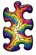 autism rainbow puzzle piece and brain with blue purple shading tattoo design idea