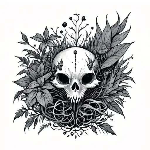 cryptic, alt, goth, strange, plants, weird animals tattoo design idea