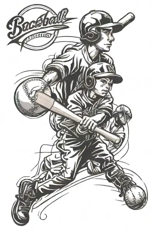 A tattoo design combining elements of baseball and your love for your kids, symbolizing the bond between sports and family tattoo design idea