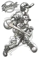 A tattoo design combining elements of baseball and your love for your kids, symbolizing the bond between sports and family tattoo design idea