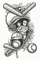 A tattoo design combining elements of baseball and your love for your kids, symbolizing the bond between sports and family tattoo design idea