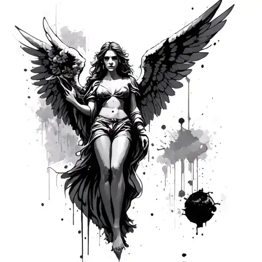 urban ghetto angel tattoo design idea