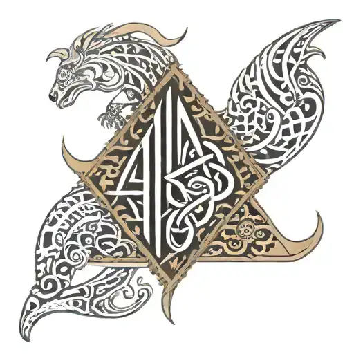 name aru in a hidden symbols representing world tattoo design idea