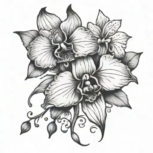 neda symbol hide in an orchid flowers tattoo design idea