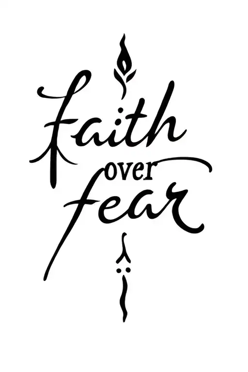 religious, fancy, faith over fear, 490 tattoo design idea
