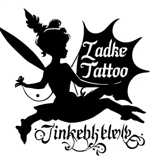 Tinkerbell and lettering tattoo design idea