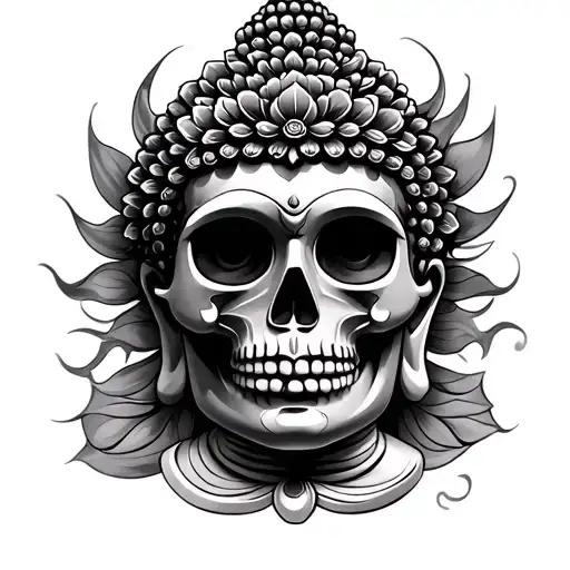 meditating Buddha skull tattoo design idea