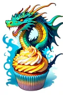 dragon breathing fire on a cupcake tattoo design idea