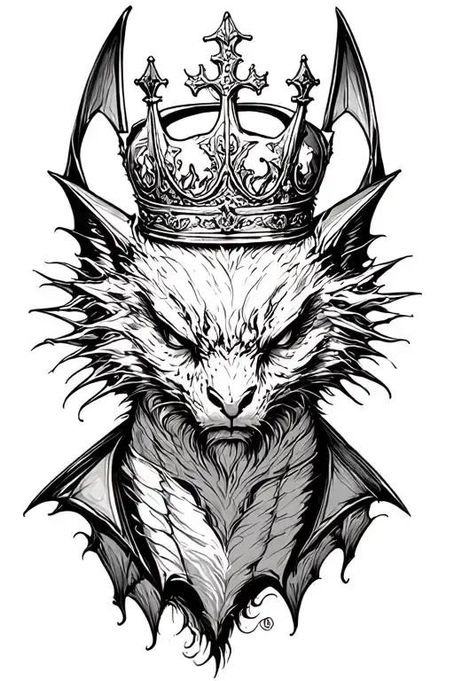 A awesome bat wearing a crown tattoo design idea