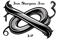 Proverbs 27:17 Iron Sharpens Iron with Infinity Symbol and symbol with T B initials  tattoo design idea