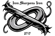 Proverbs 27:17 Iron Sharpens Iron with Infinity Symbol and symbol with T B initials  tattoo design idea