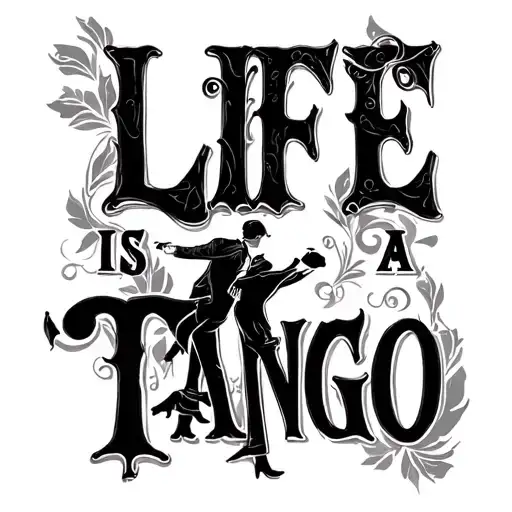 life is a tango with tango letters dancers tattoo design idea