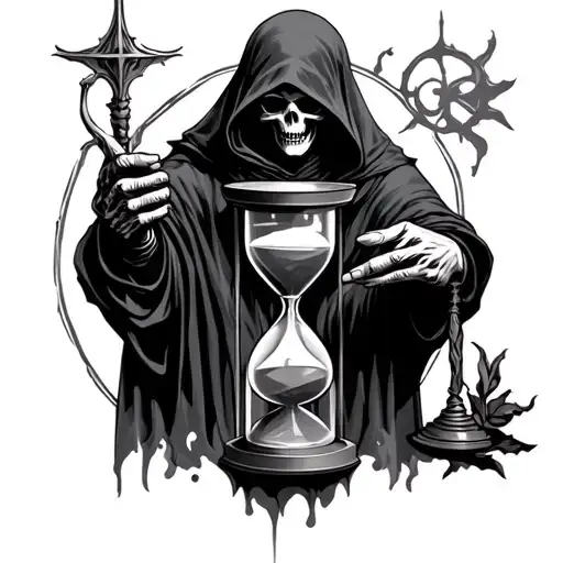 Grim Reaper Holding Hourglass tattoo design idea