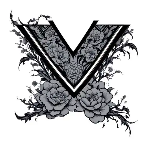 v shaped tattoo with Japanese patterns tattoo design idea