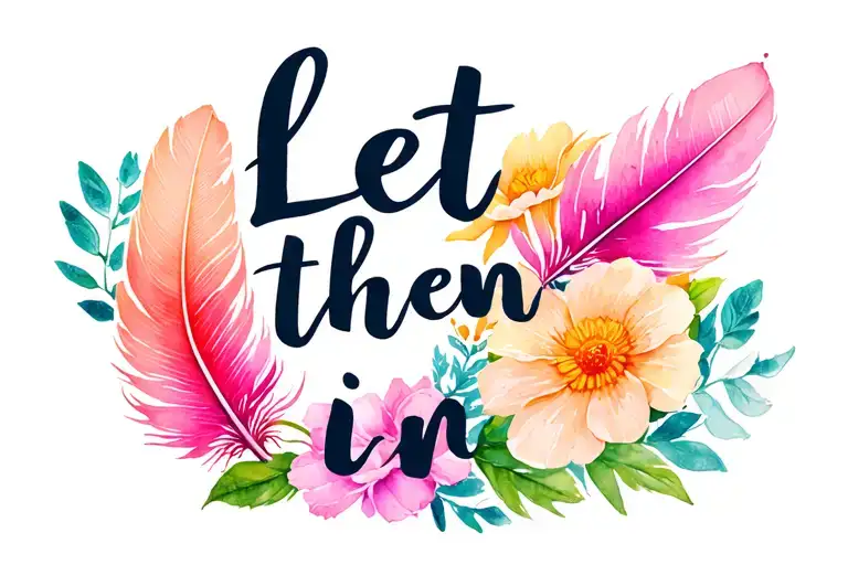 half feather half flowers with the words let them in front  tattoo design idea