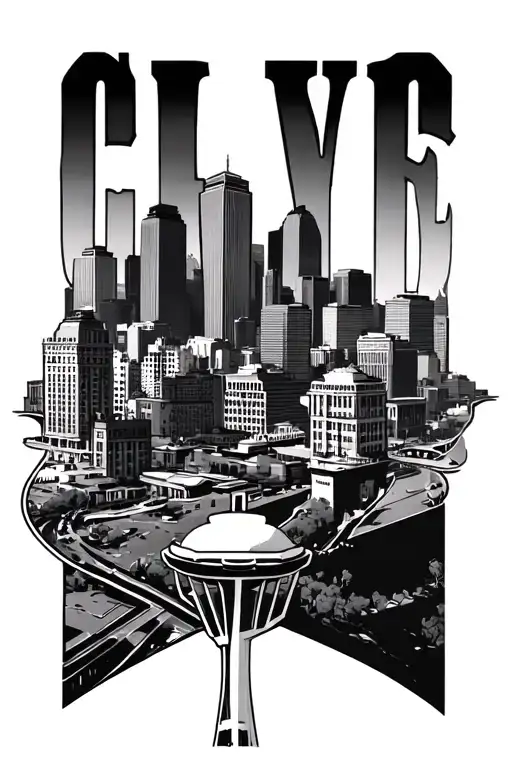 cleveland. Los Angeles Seattle  skyline tattoo design idea