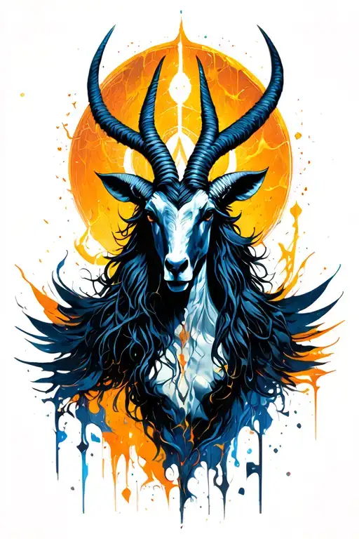 arcangel Uriel with capricorn zodiac sign tattoo design idea