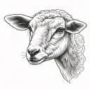 delicate lamb laying down fine line tattoo design idea