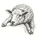 delicate lamb laying down fine line tattoo design idea