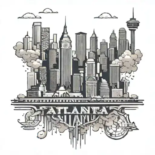 The Spirit of Atlanta"Central Elements:1. Atlanta Skyline: Incorporate a minimalist silhouette of the iconic skyline,  tattoo design idea