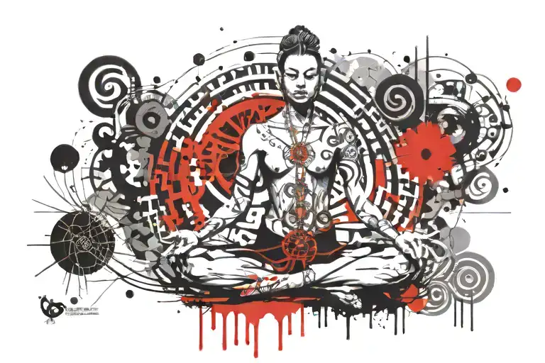 yoga 7 chakras tattoo design idea