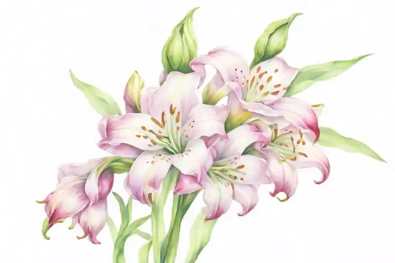 Lillies and Lillie of the valley flower tattoo design idea