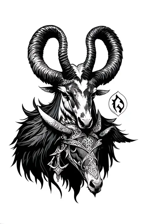 arcangel Uriel with capricorn zodiac sign tattoo design idea