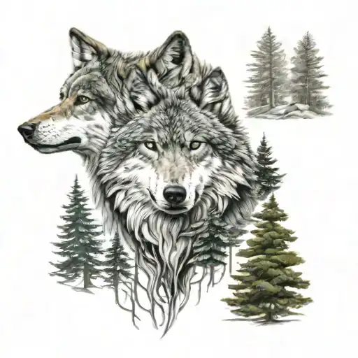 forest wolf echo military realism tattoo design idea