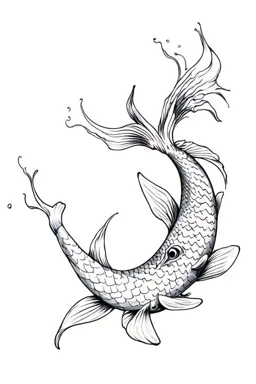 koi fish with waves tattoo design idea