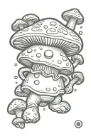 chubby mushroom sprite dancing tattoo design idea