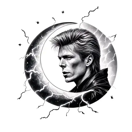 Crescent Moon David Bowie Lightening tattoo design idea