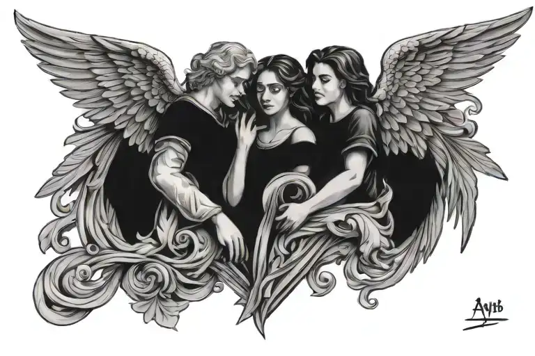 angels blind deaf and dumb tattoo design idea