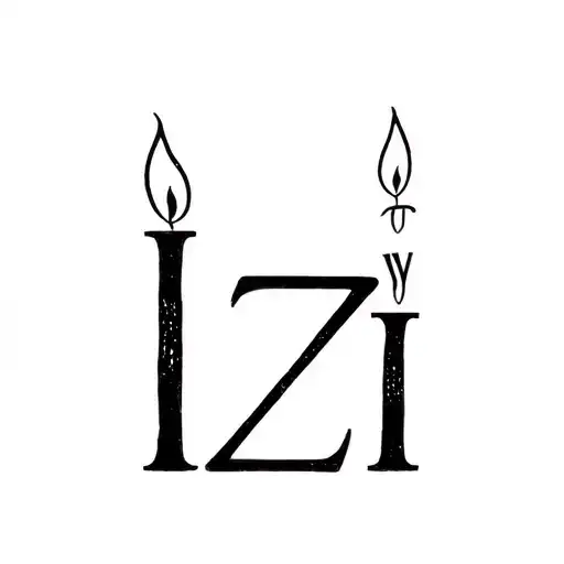I want a one-line tattoo with the word Izi, where each I is represented by a candlestick—one bearish and one bullish— w tattoo design idea