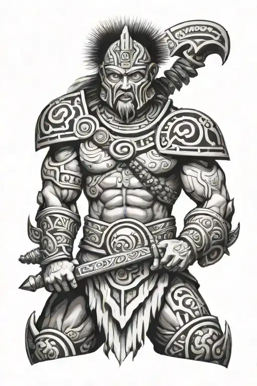 Aztec God Of War tattoo design idea