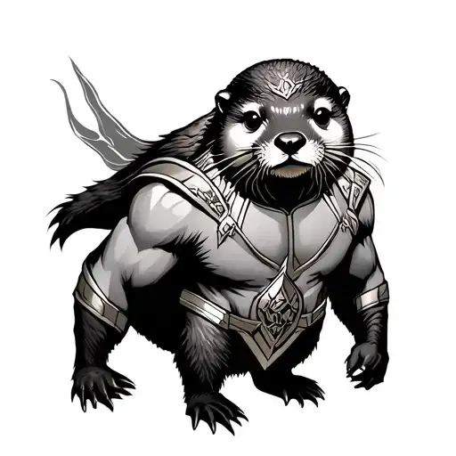 otter in aquaman outfit tattoo design idea