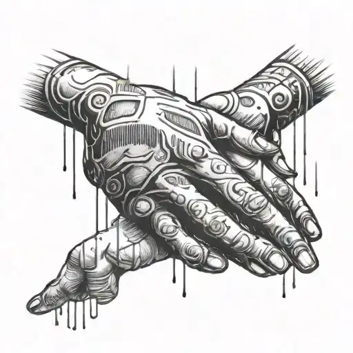 hands protecting from the rain cloud tattoo design idea