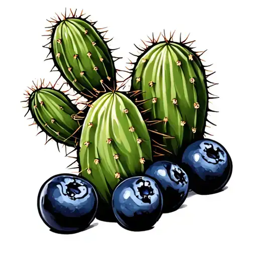 blueberry olives cactus tattoo design idea