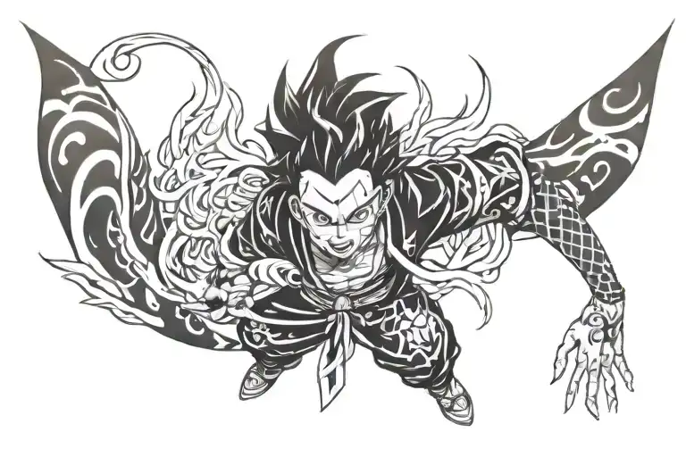 zenitsu kimetsu no yaiba anime tattoo design idea