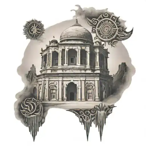 Petra lost city beside taj Mahal tattoo design idea