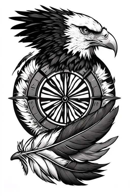 medicine wheel and eagle feather  tattoo design idea
