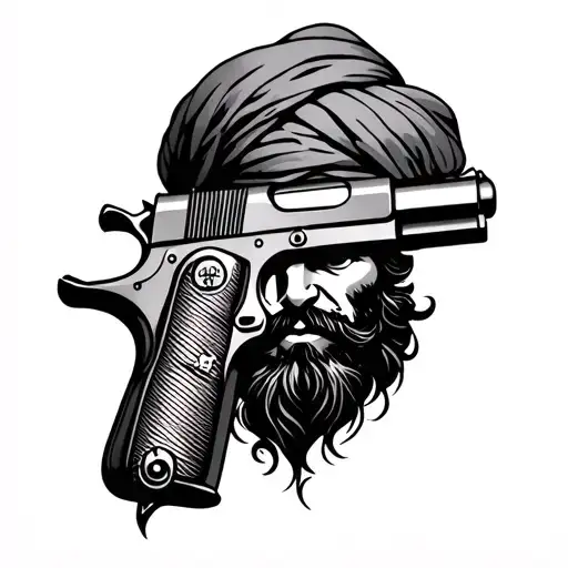 Sikh and 1911 gun tattoo design idea