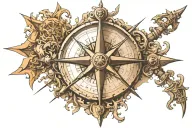 cross  compass tattoo design idea