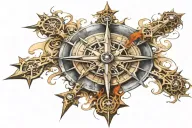cross  compass tattoo design idea