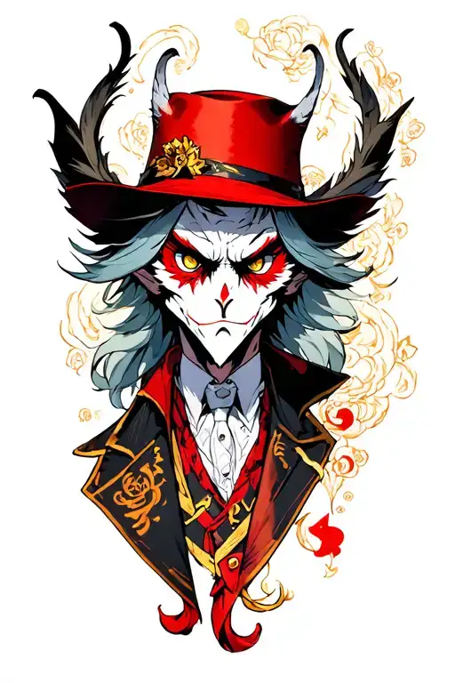 alastor from hat in hotel who's going insane tattoo design idea