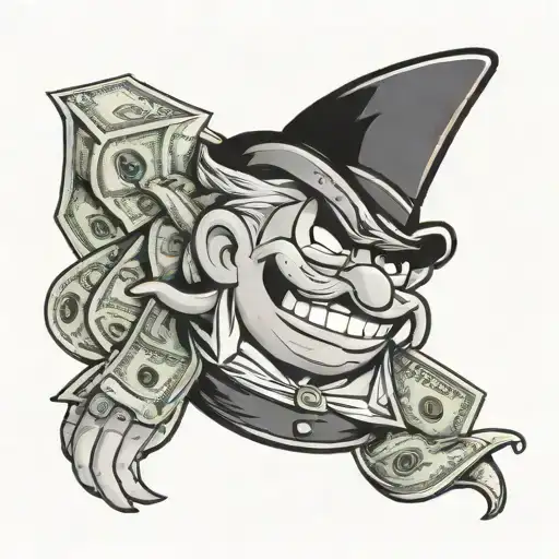 Money cartoon character tattoo design idea