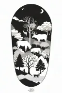 A geometric design incorporating elements of nature such as trees and animals tattoo design idea
