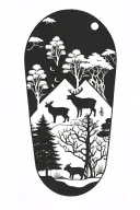 A geometric design incorporating elements of nature such as trees and animals tattoo design idea