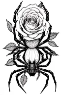 spider and rose tattoo design idea
