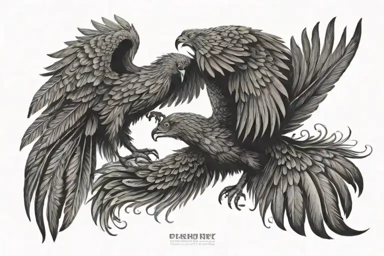 phoenix bird with open wings and 1958 and 1966  tattoo design idea